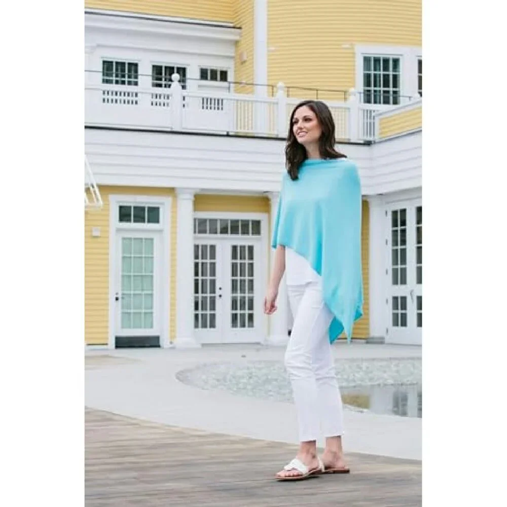 Lightweight Cashmere Blend Poncho - Super Soft 95% Cotton 5% Cashmere